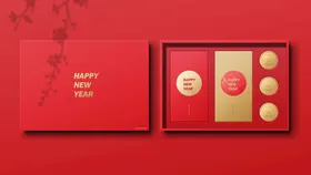 红包样机烫金字邀请函喜庆