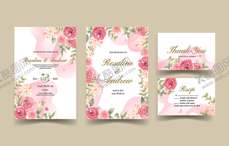 编号：74297311021751336584【酷图网】源文件下载-花卉婚礼请柬设计模板
