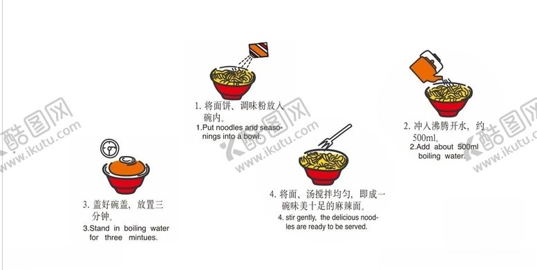 编号：25628907041006164285【酷图网】源文件下载-食用方法步骤程序泡面煮