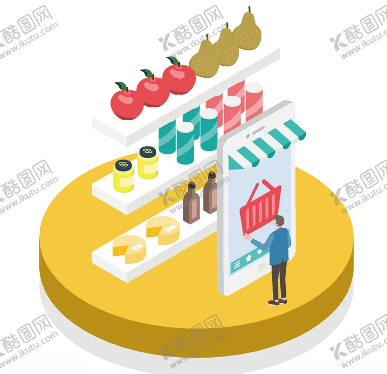 编号：28986606240651016493【酷图网】源文件下载-水果饮料购物矢量插图