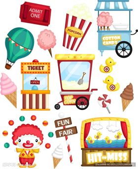 欢乐街头小吃摊元素集合