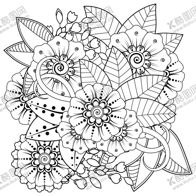 编号：60839410112041476418【酷图网】源文件下载-白描装饰花纹 