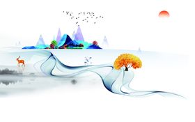 新中式水墨山水画