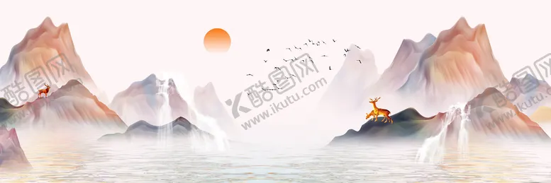 编号：17907010192208293292【酷图网】源文件下载-旭日东升背景墙