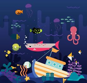 创意做旧效果海底世界