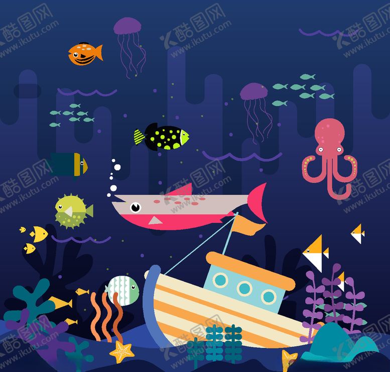 编号：43572910291135586308【酷图网】源文件下载-创意做旧效果海底世界