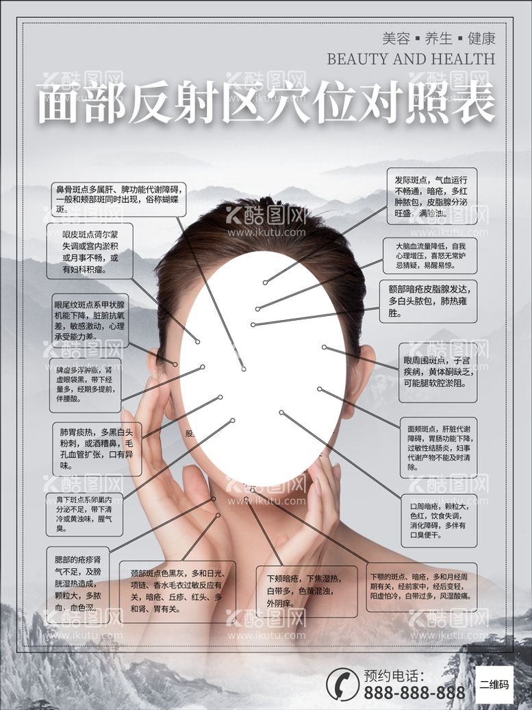 编号：76120811201541048625【酷图网】源文件下载-面部反射区