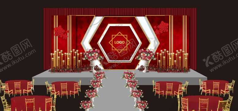 编号：95570605151438069331【酷图网】源文件下载-红金几何婚礼