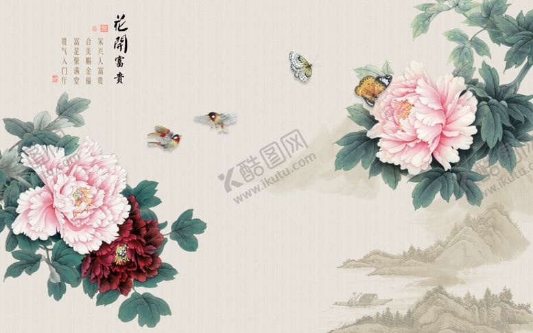 编号：52210109202210119807【酷图网】源文件下载-花开富贵装饰画