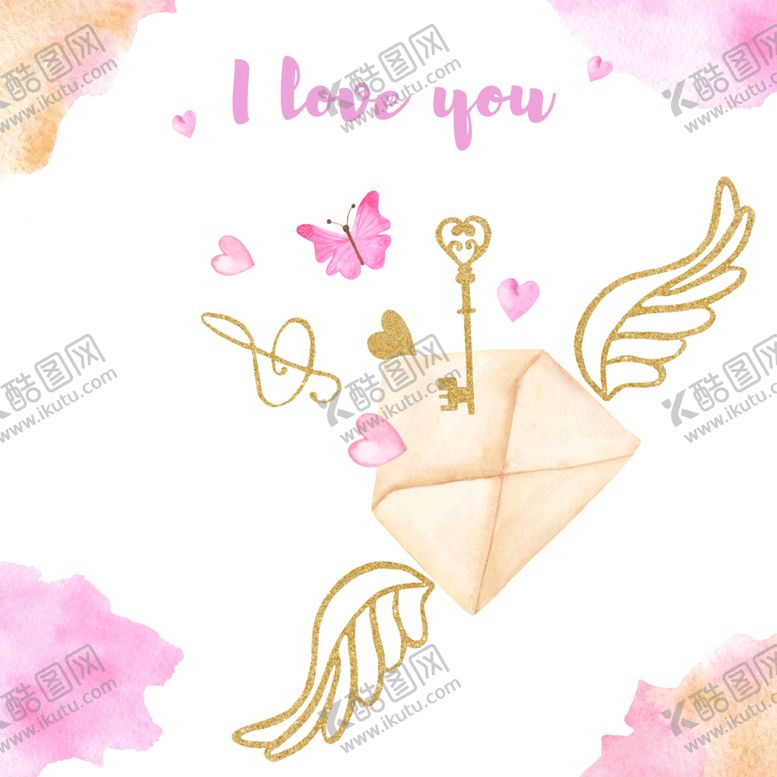 编号：42285907040909454660【酷图网】源文件下载-情人节水彩插画图案