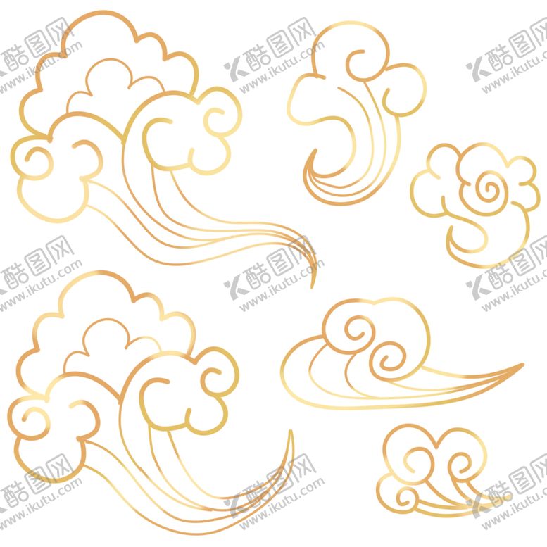 编号：25648705110924463547【酷图网】源文件下载-金色祥云中国风png