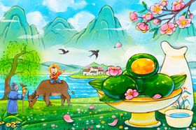 春日庭院景致青团飘香