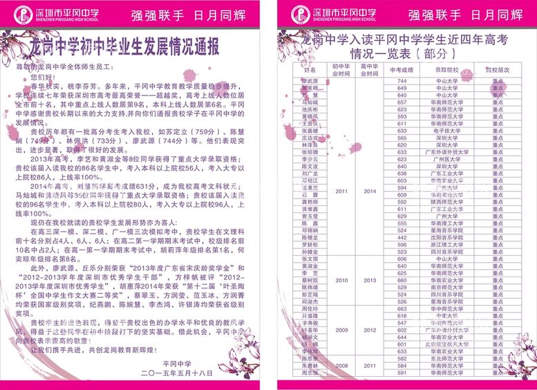 编号：66269312191752316764【酷图网】源文件下载-龙岗中学初中毕业生发展情况通报