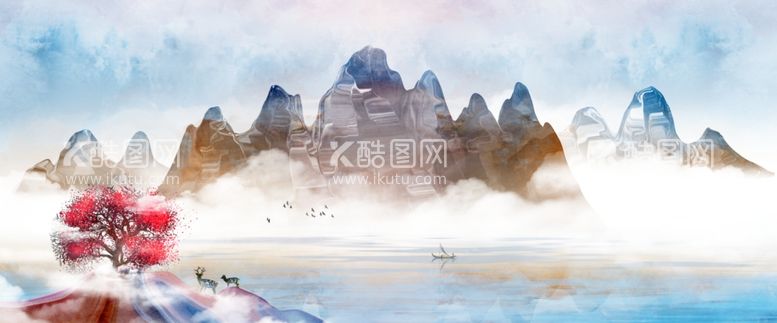 编号：18750902062003121503【酷图网】源文件下载-中国风水墨画山水画