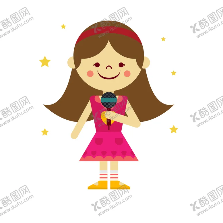 编号：95724609160115343187【酷图网】源文件下载-手绘拿着话筒的女孩演讲唱歌
