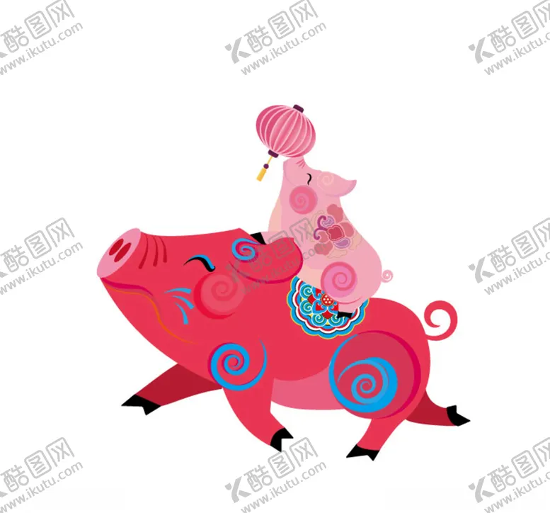 编号：96912609282126201096【酷图网】源文件下载-动漫卡通猪彩色灯笼矢量素材