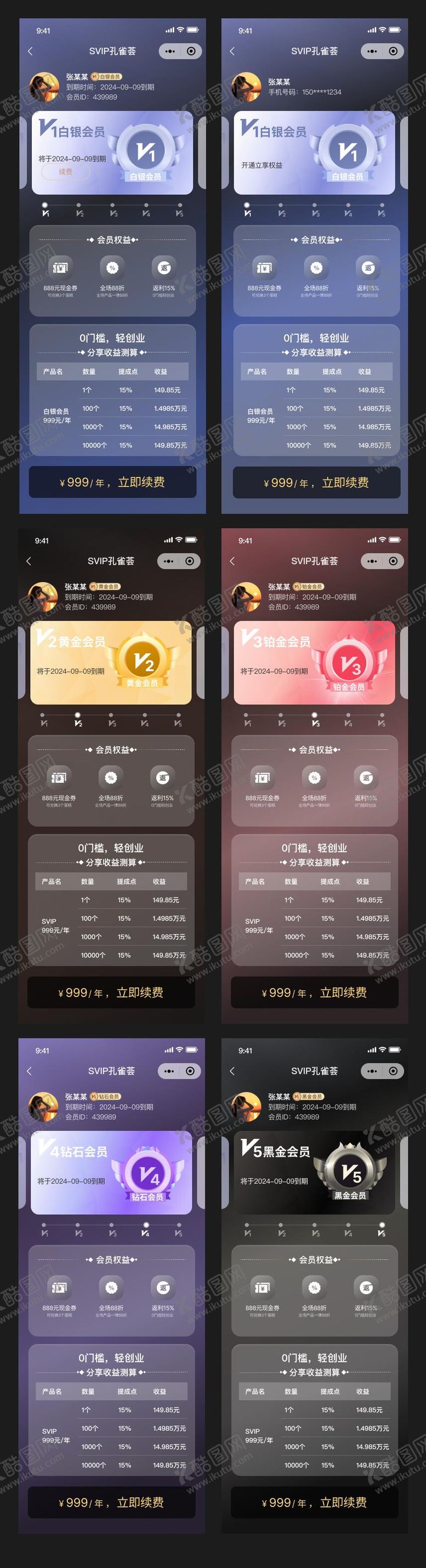 编号：97376909101641365401【酷图网】源文件下载-VIP会员页面设计