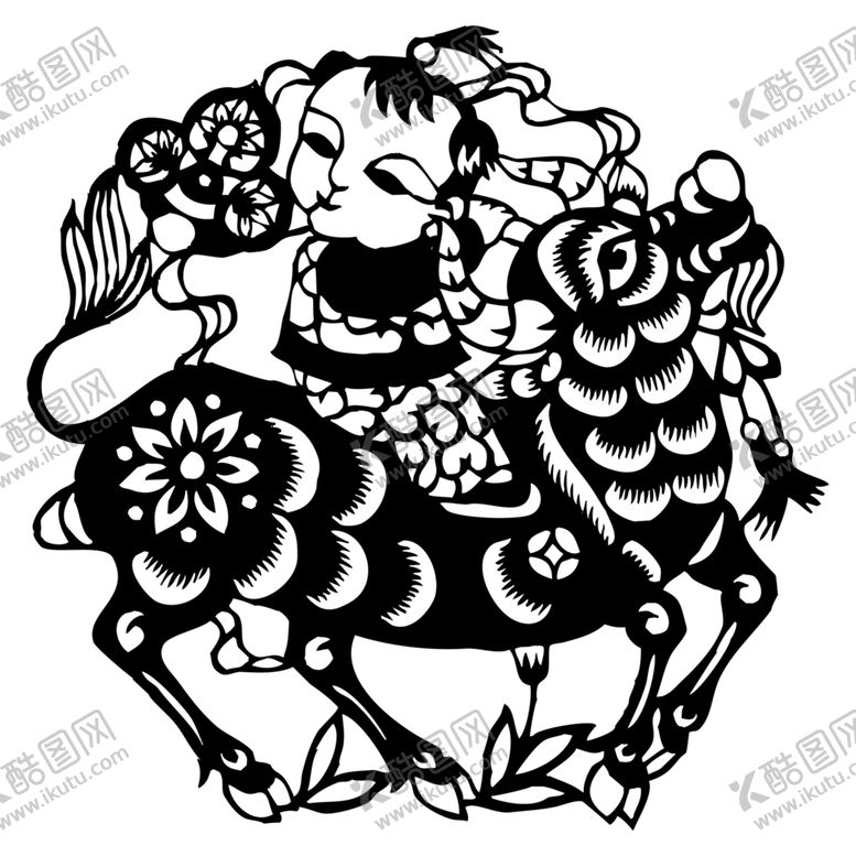 编号：39982104191704152125【酷图网】源文件下载-牛年剪纸