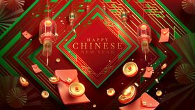 春节背景精美光效兔年大吉兔年素材