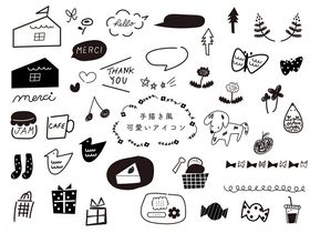 手绘简约生活元素图标集