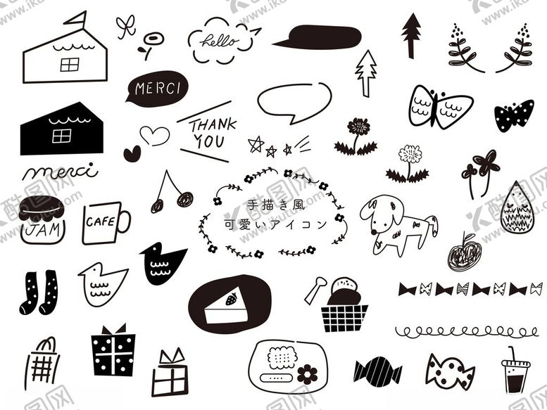 编号：93159711202330416448【酷图网】源文件下载-手绘简约生活元素图标集