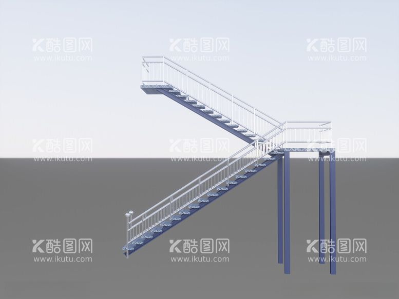 编号：59560511261043101909【酷图网】源文件下载-不锈钢楼梯C4D