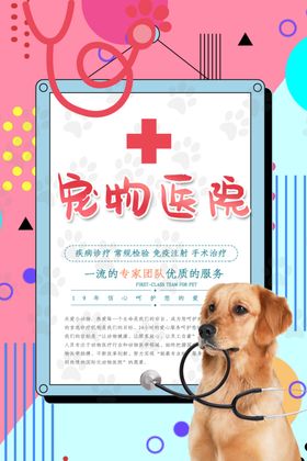 宠物医院猫咪插画爱护交流店广告