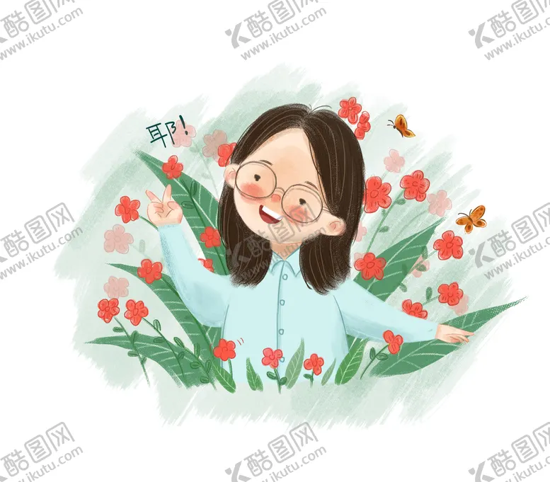 编号：20186909260031140625【酷图网】源文件下载-花丛中可爱的女教师