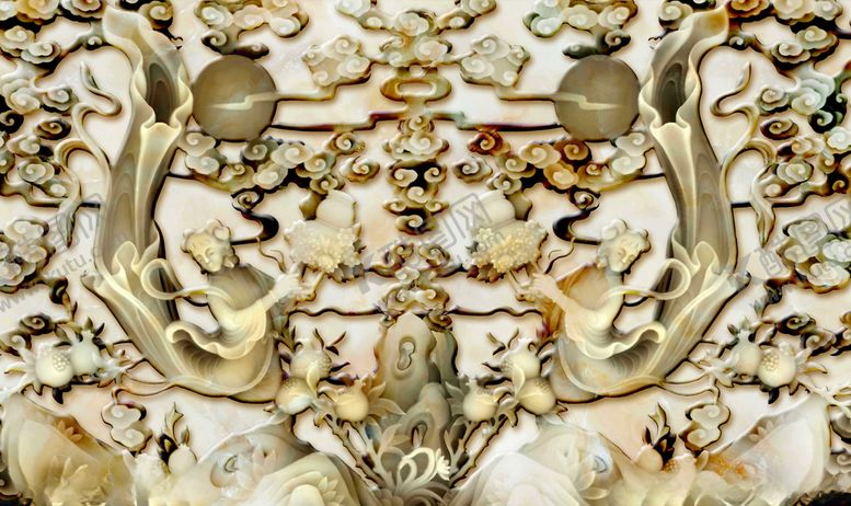 编号：94098409230624428249【酷图网】源文件下载-家和富贵浮雕花卉电视背景墙