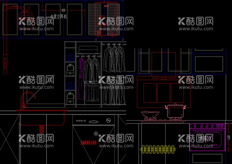 编号：63813212221106382652【酷图网】源文件下载-CAD橱柜用 图块