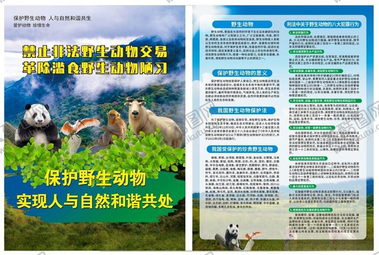 编号：84632505240749415230【酷图网】源文件下载-保护野生动物宣传资料展示