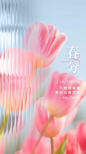 春分节气宣传海报展板意境微信单屏天
