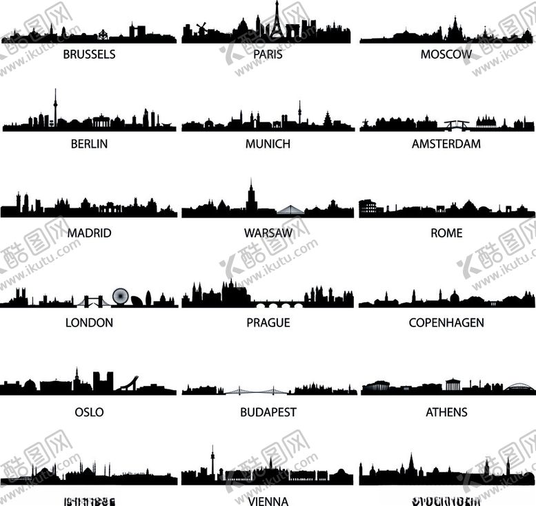 编号：92426604052329325403【酷图网】源文件下载-世界地标建筑剪影