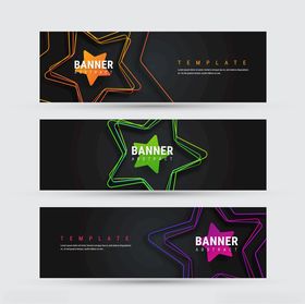 多彩星形横幅设计模板