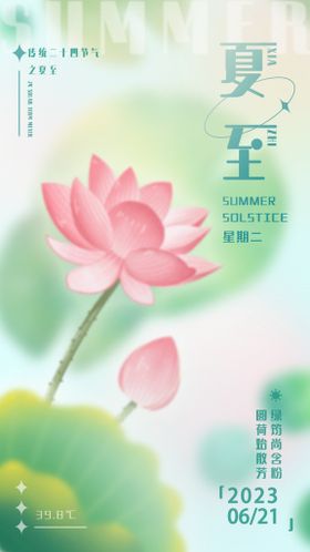 简约中国风蝉鸣夏至节气海报