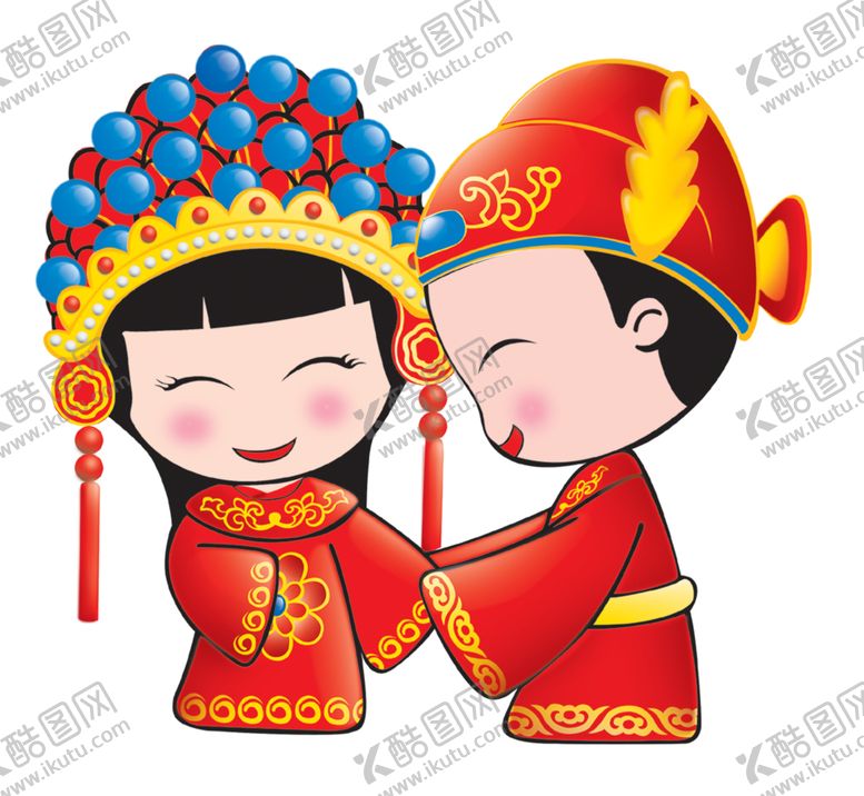 编号：44262205021503423381【酷图网】源文件下载-卡通新郎新娘PNG免扣素材
