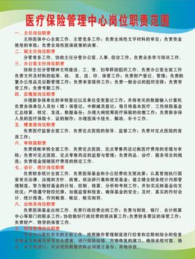 医疗保险管理中心岗位职责范围