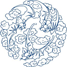 青花瓷图案海报素材设计纹鸟国画中国传统