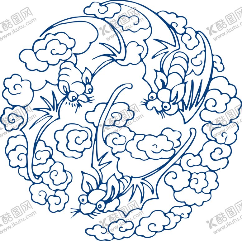 青花瓷图案海报素材设计纹鸟国画中国传统