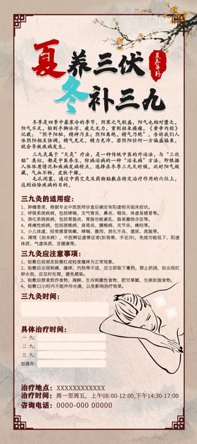 夏养三伏冬补三九中医海报展架