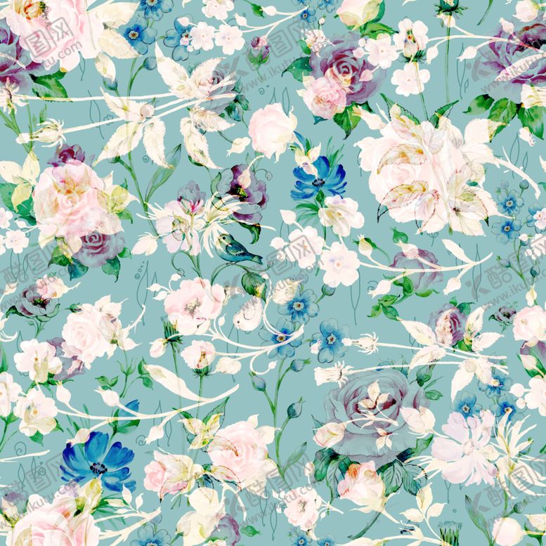 编号：40770704021932345896【酷图网】源文件下载-清新花卉图案背景图