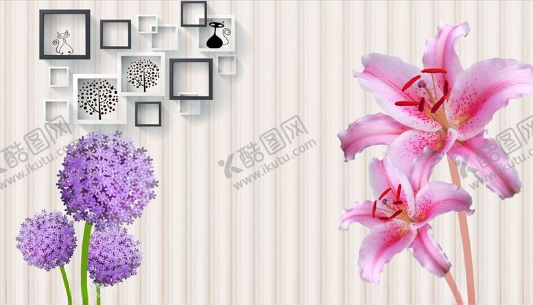 编号：47278906161236062835【酷图网】源文件下载-蒲公英框框郁金香背景墙