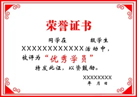 荣誉证书培训模板芯模版