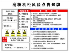 磨粉机柜风险告知牌