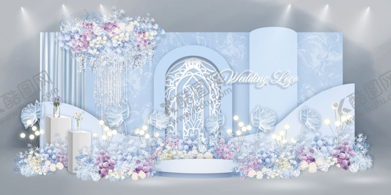 编号：82695503070131292304【酷图网】源文件下载-蓝色唯美法式婚礼
