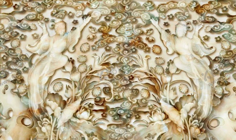 编号：74907110301910263340【酷图网】源文件下载-家和富贵浮雕荷花电视背景墙