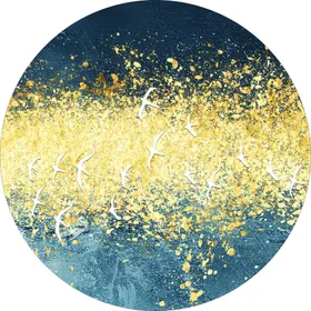 抽象线条晕染纹理鎏金色块装饰画