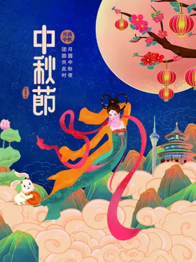 中秋节日海报展板X架易拉宝地贴