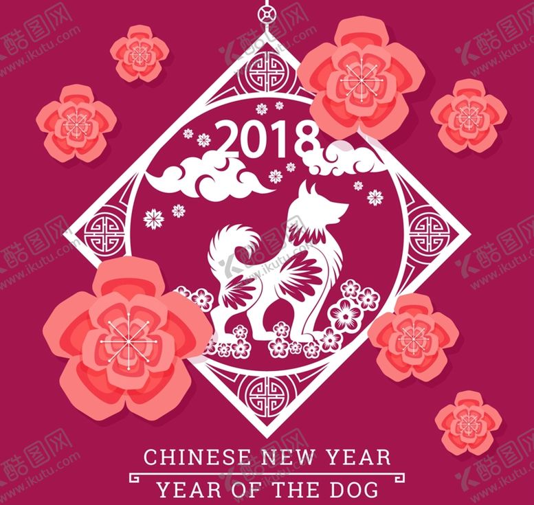 编号：75893109131544150697【酷图网】源文件下载-狗年剪纸贺卡