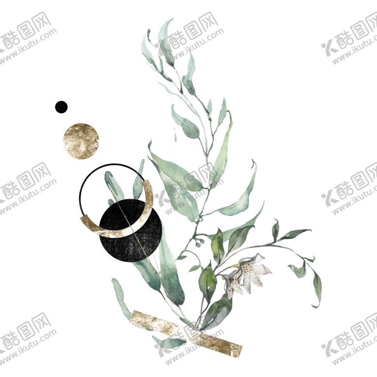 编号：32814506262034496267【酷图网】源文件下载-小清新水彩植物树枝